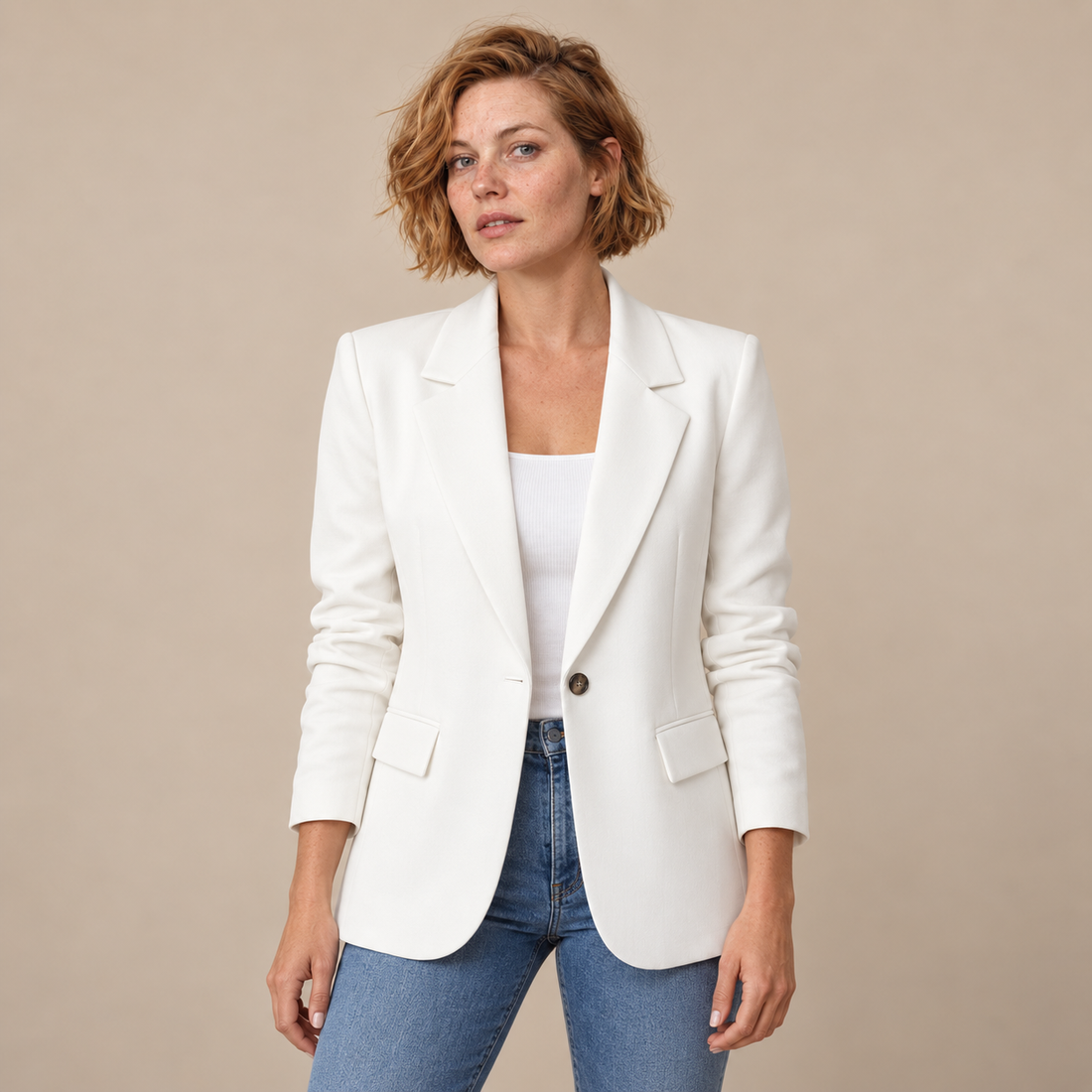 Damesblazer met reverskraag en één knoop