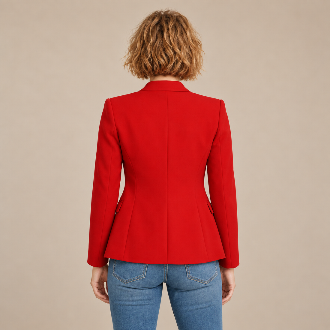 Damesblazer met reverskraag en één knoop