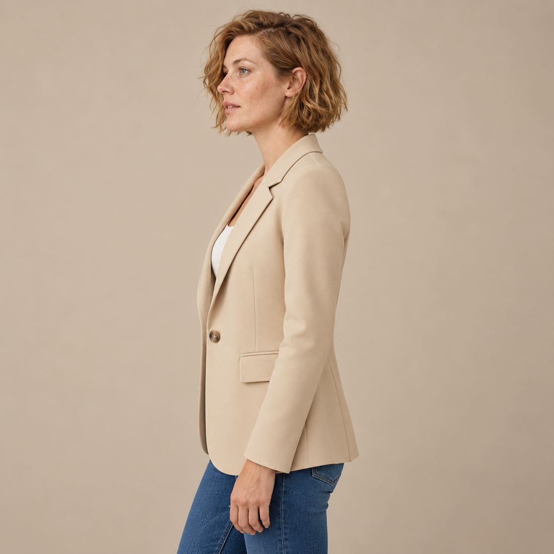 Damesblazer met reverskraag en één knoop