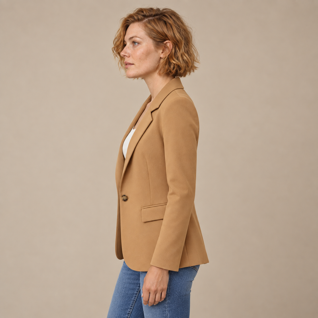 Damesblazer met reverskraag en één knoop