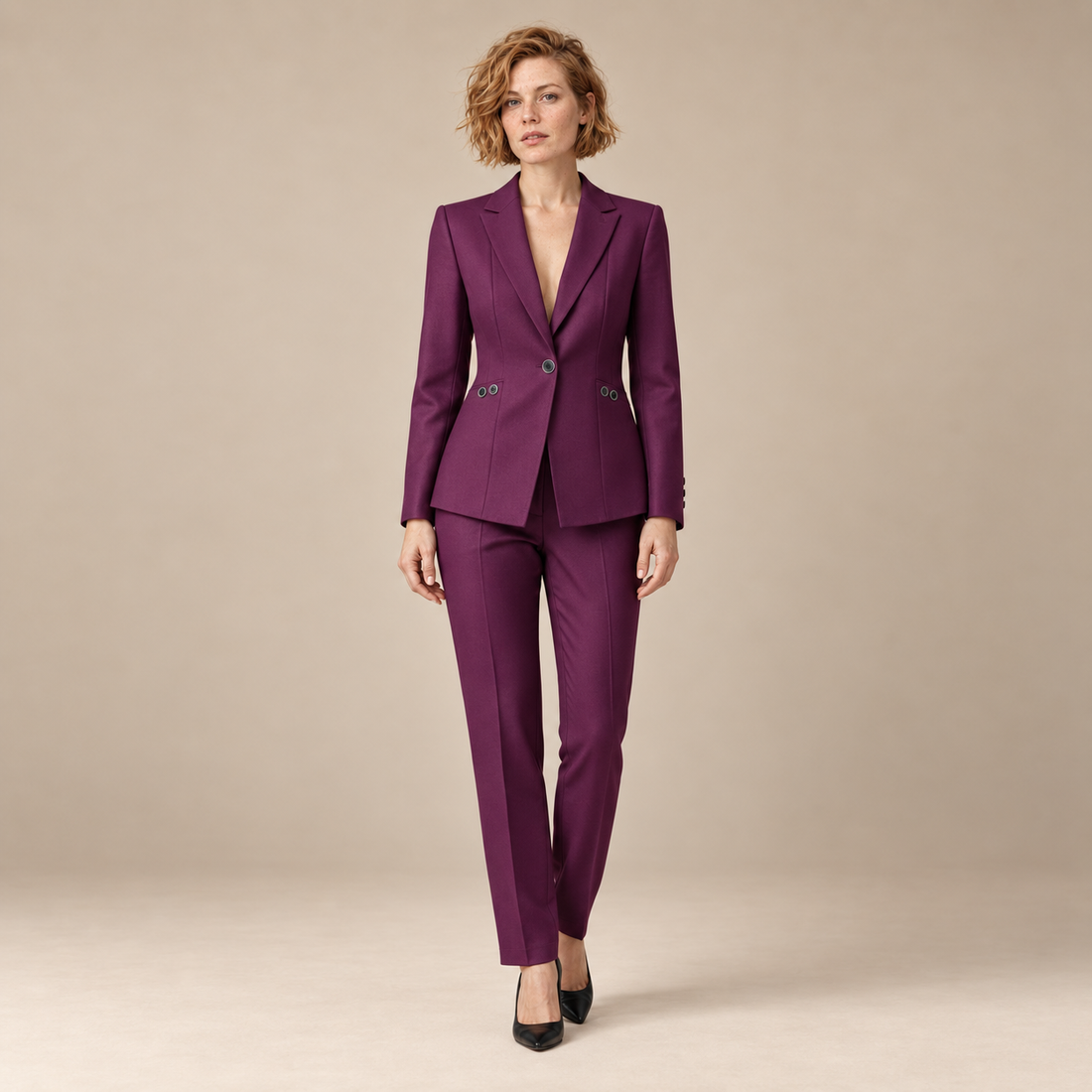Blazerset voor dames met één knoop en rechte broek