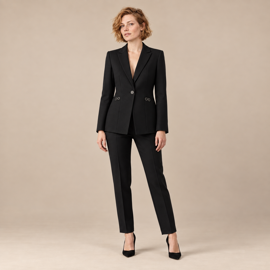 Blazerset voor dames met één knoop en rechte broek