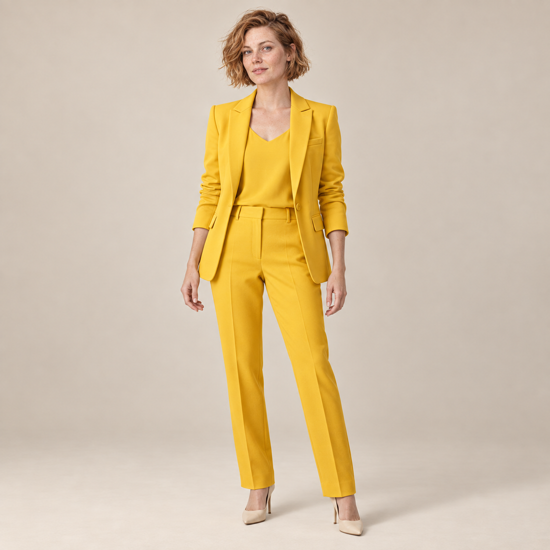 Blazerset voor dames met strakke snit en rechte broek
