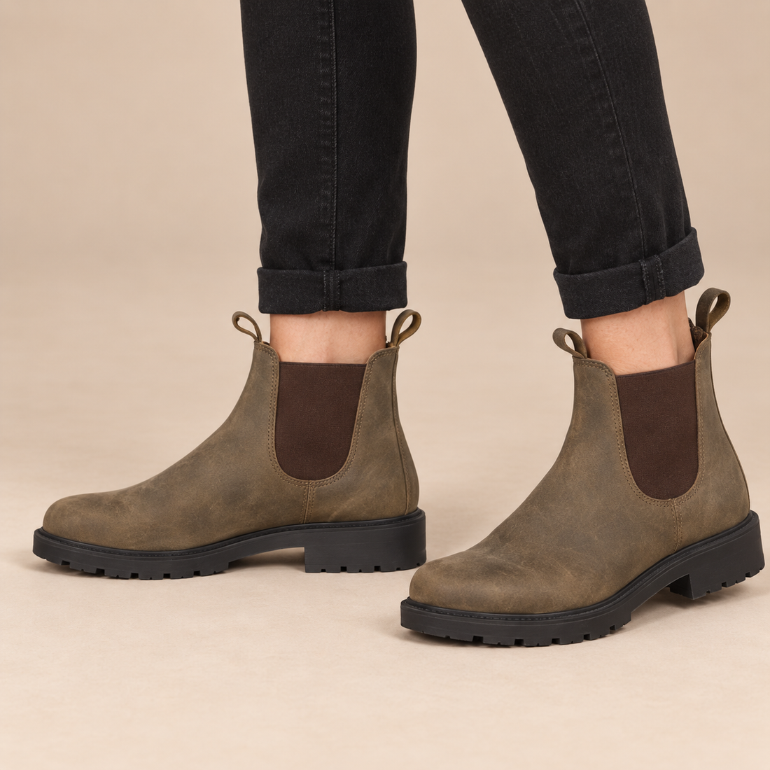Chelsea boots voor dames met elastische inzetten en aantreklussen