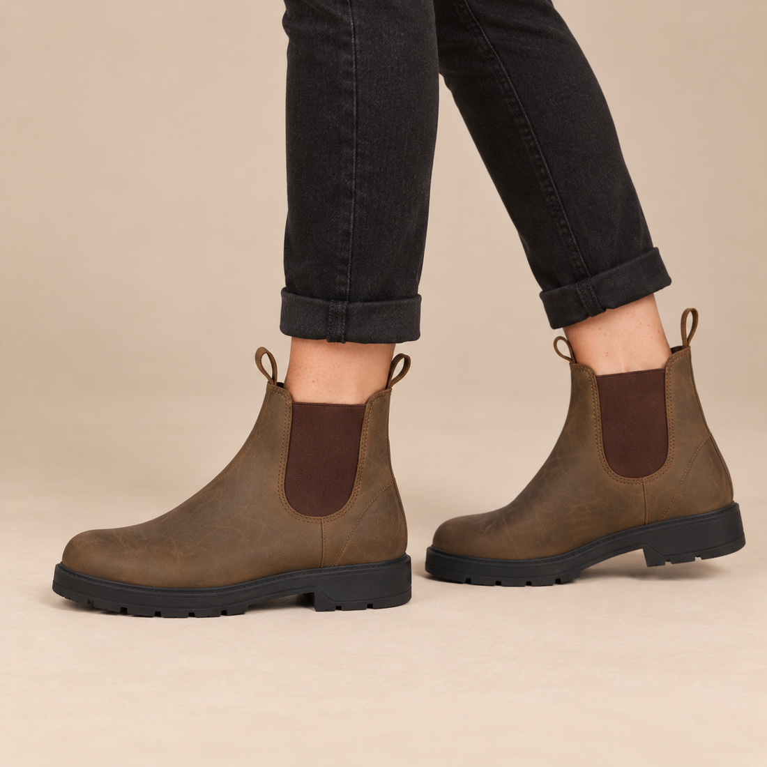 Chelsea boots voor dames met elastische inzetten en aantreklussen