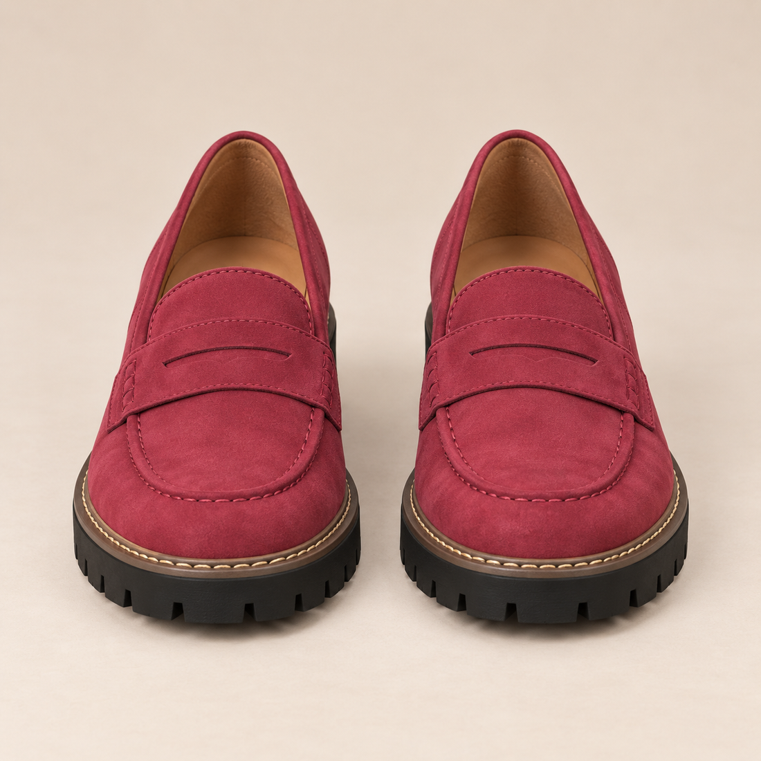 Leren loafers voor dames met grove profielzool voor elke dag