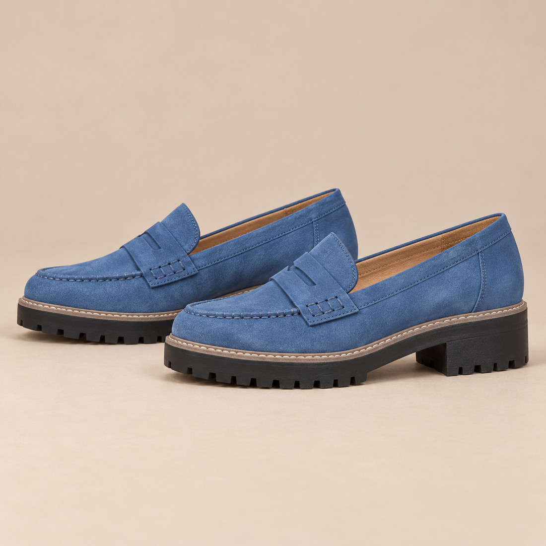 Leren loafers voor dames met grove profielzool voor elke dag