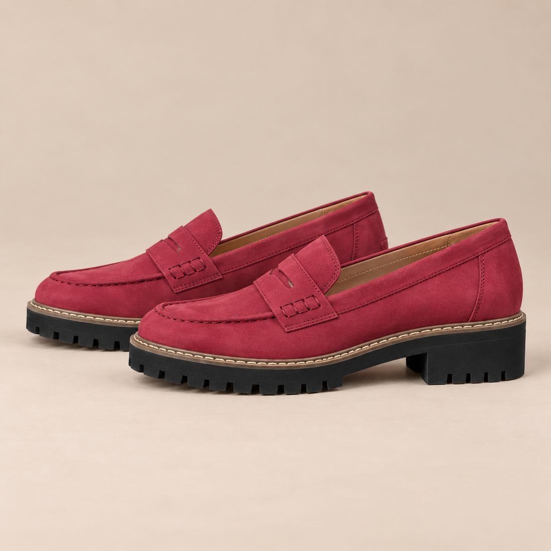 Leren loafers voor dames met grove profielzool voor elke dag