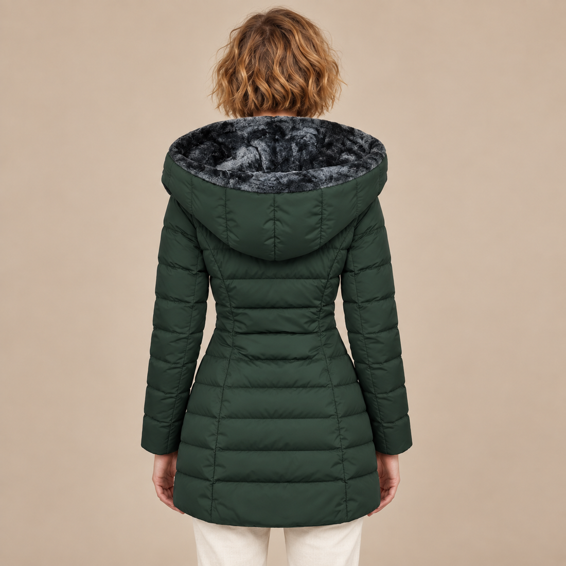 Gewatteerde pufferjas voor dames met oversized capuchon