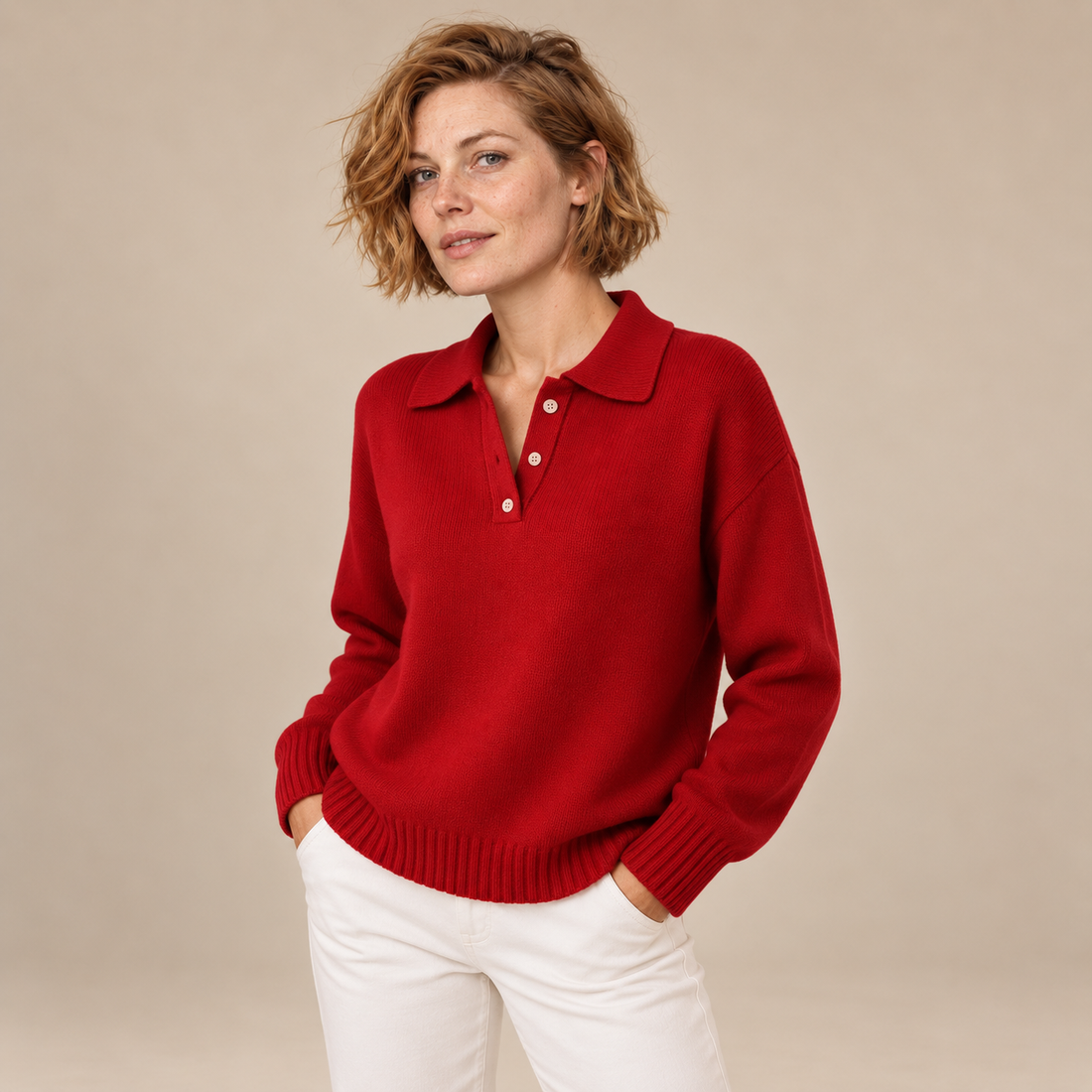 Polotrui voor dames met kraag en knoopsluiting