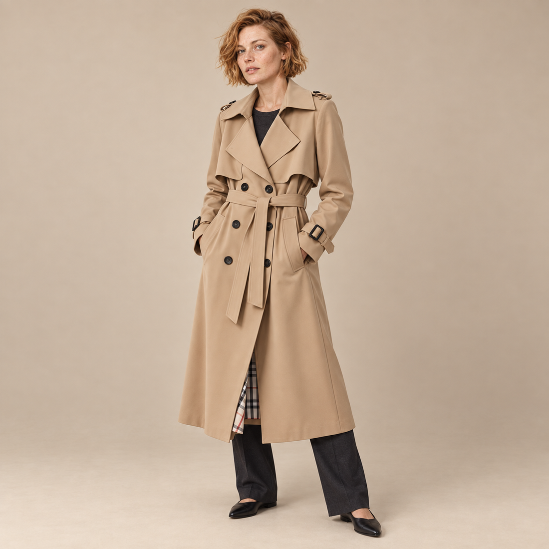 Klassieke trenchcoat voor dames met ceintuur