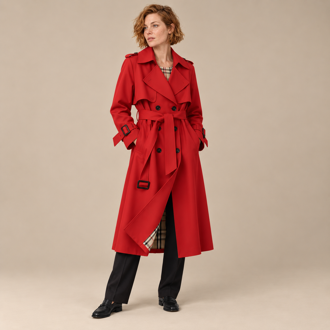 Klassieke trenchcoat voor dames met ceintuur