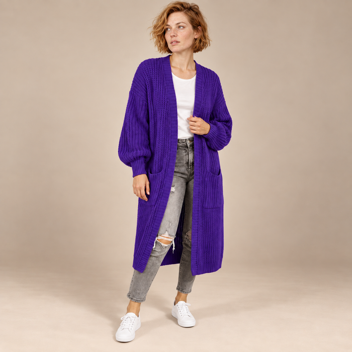 Oversized open vest voor dames met ballonmouwen