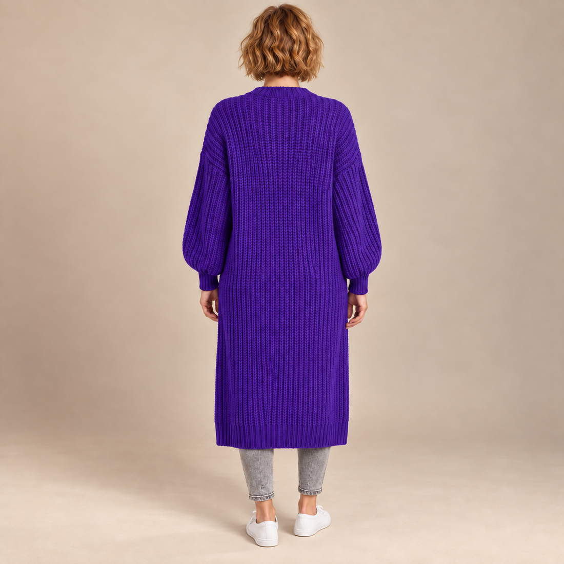 Oversized open vest voor dames met ballonmouwen