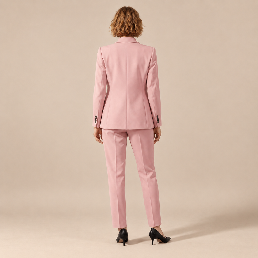 Blazer- en broekset voor dames met reverskraag en rechte pijpen