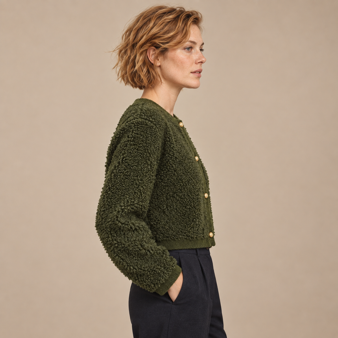 Gestructureerd vestjasje voor dames met knoopsluiting