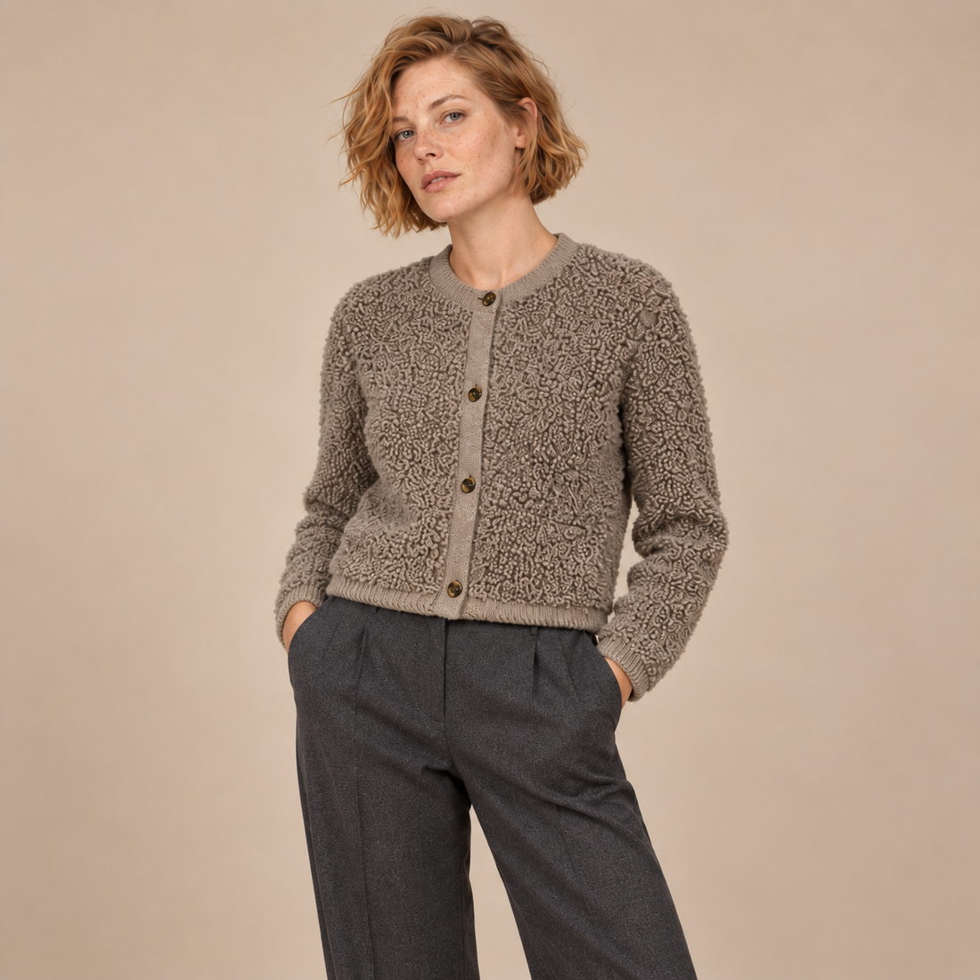 Gestructureerd vestjasje voor dames met knoopsluiting