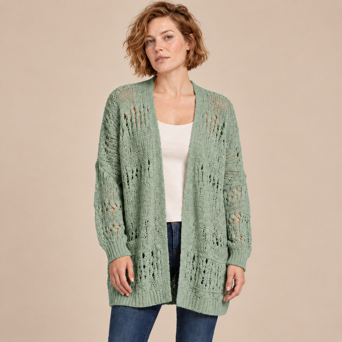 Open damesvest met lange mouwen
