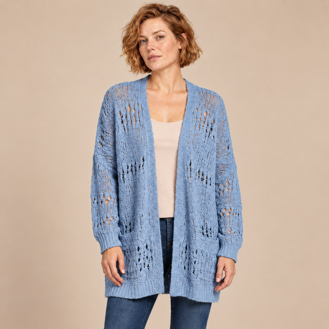 Open damesvest met lange mouwen