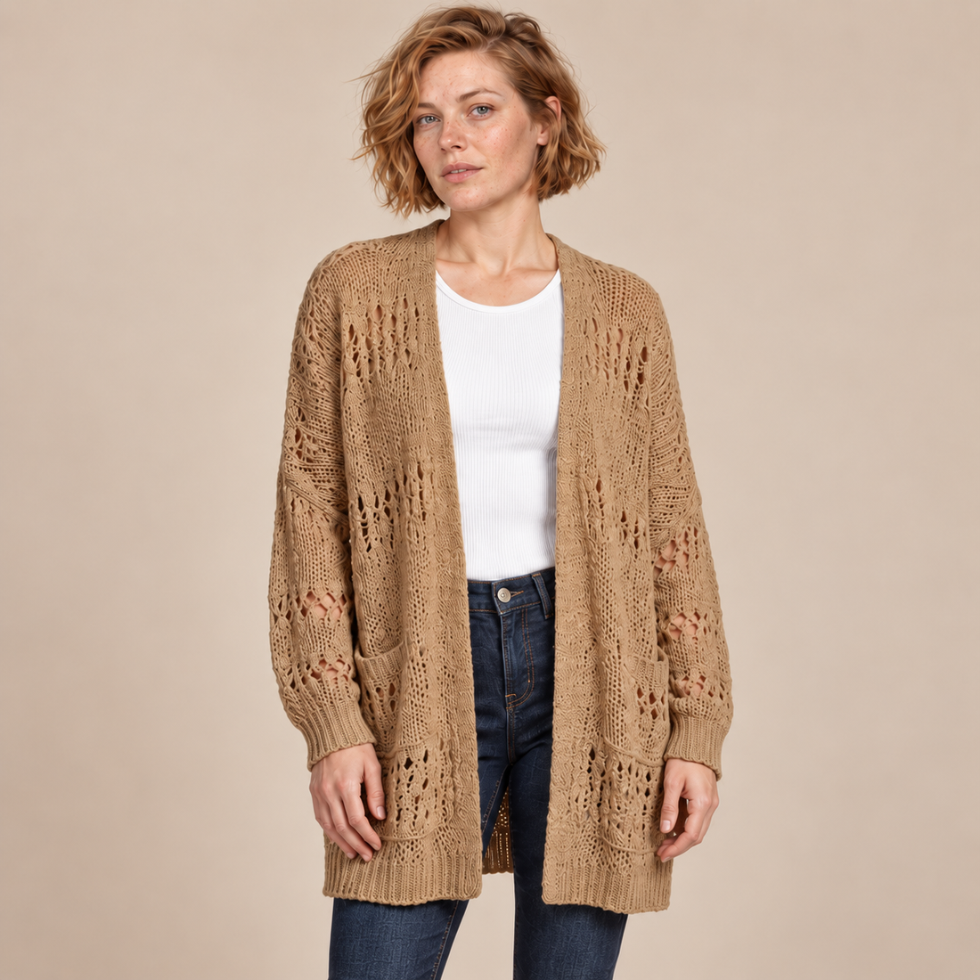 Open damesvest met lange mouwen