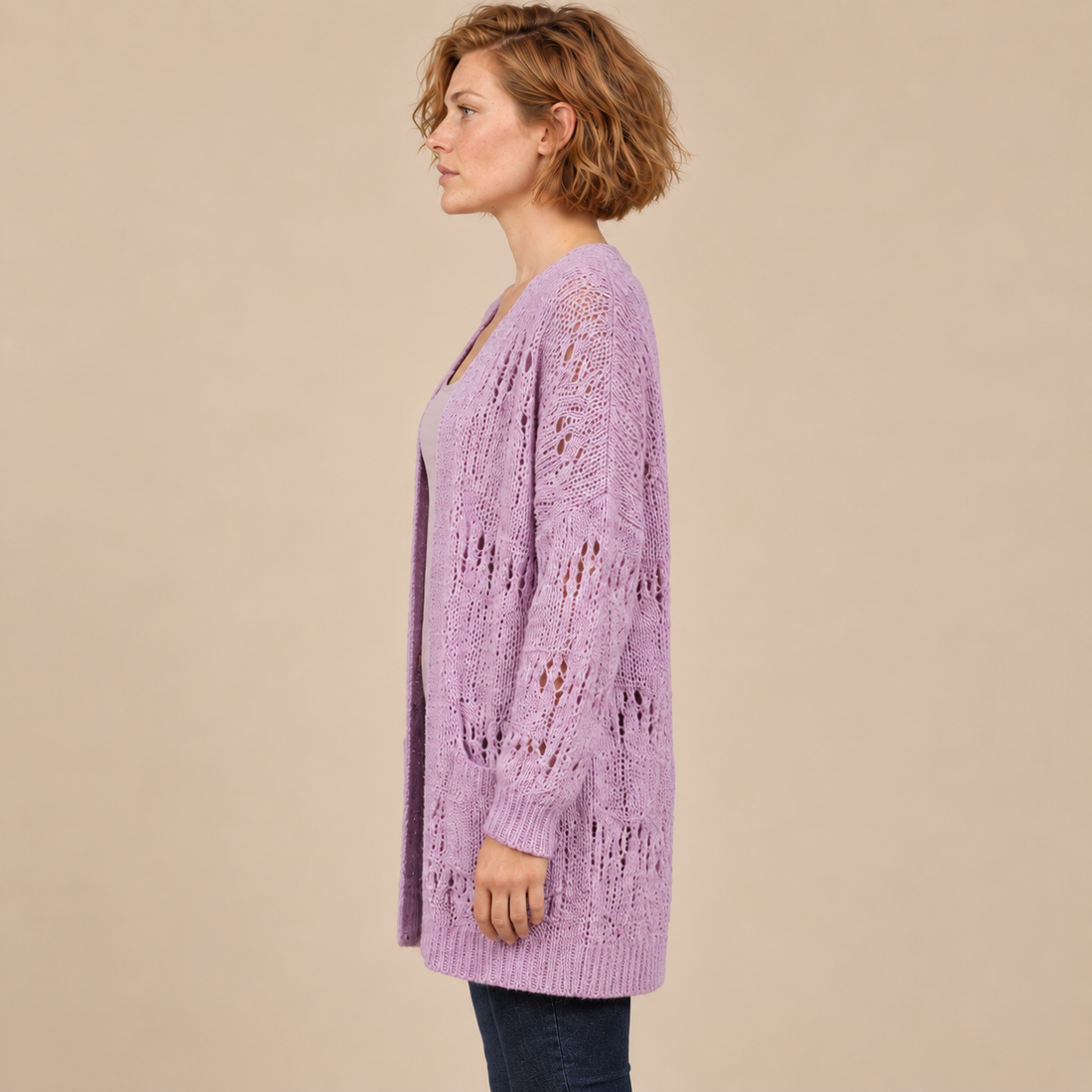 Open damesvest met lange mouwen