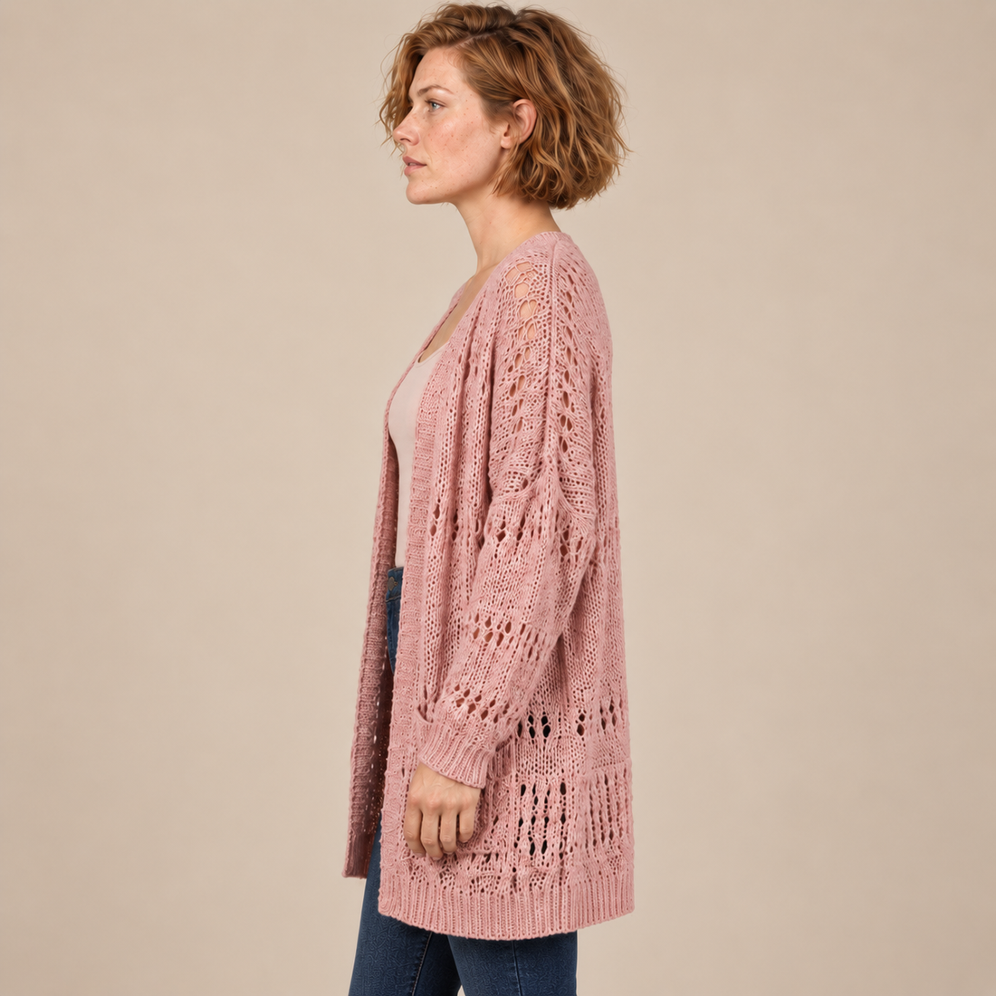 Open damesvest met lange mouwen