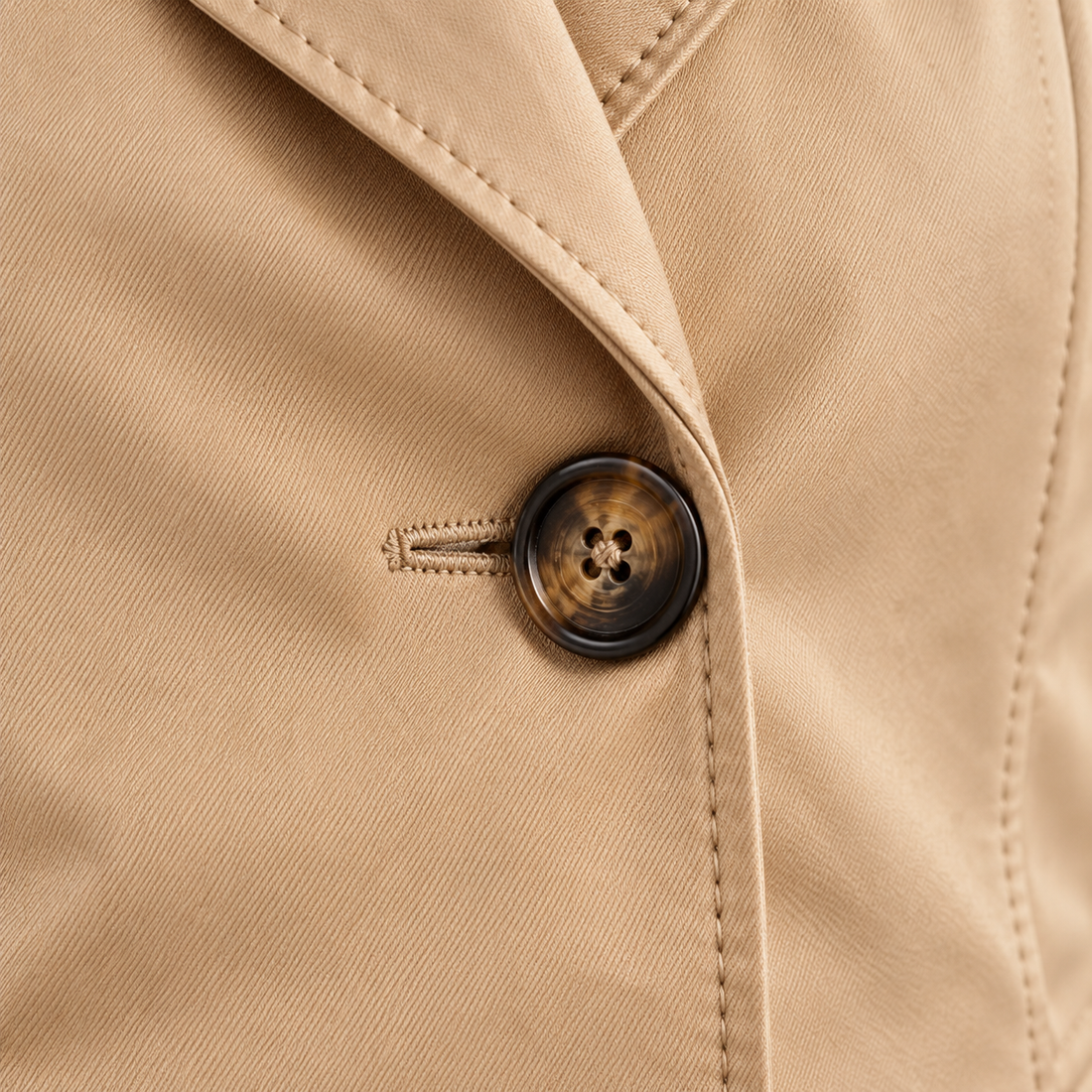 Lange dubbelrijige damestrenchcoat met ceintuur