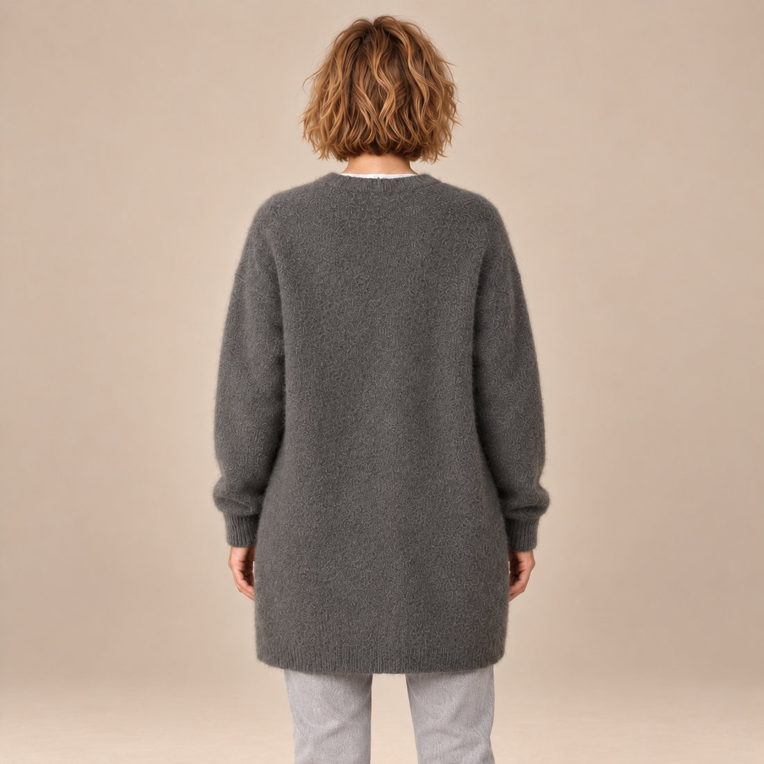 Damesvest met knoopsluiting en geribde boorden