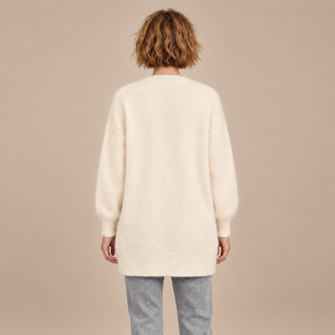 Damesvest met knoopsluiting en geribde boorden