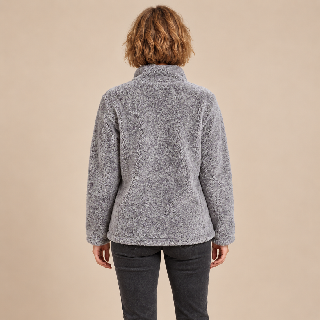 Fleecejack voor dames met opstaande kraag en rits