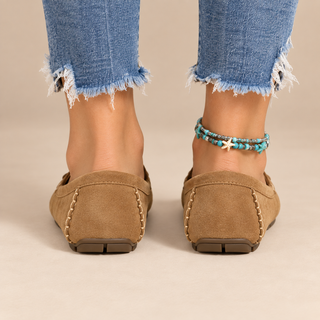 Leren loafers voor dames met mocassinstiksels voor dagelijks gebruik