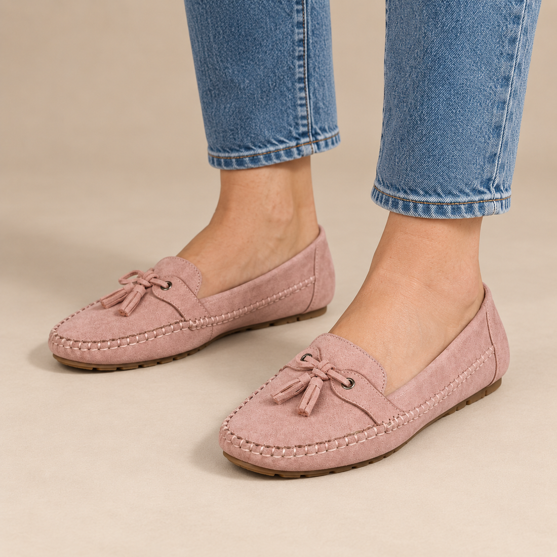 Leren loafers voor dames met mocassinstiksels voor dagelijks gebruik