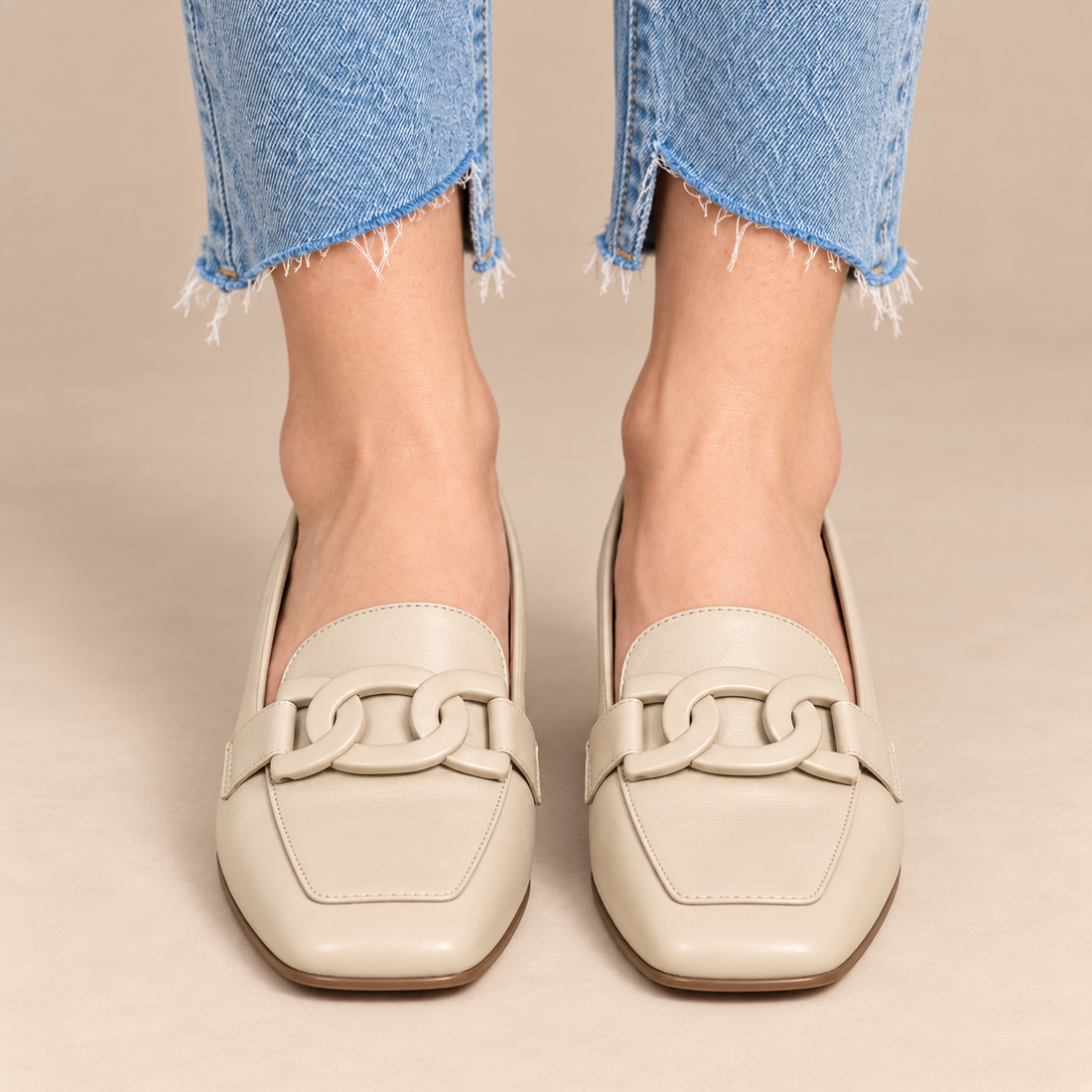 Orthopedische leren loafers voor dames met vierkante neus voor dagelijks gebruik
