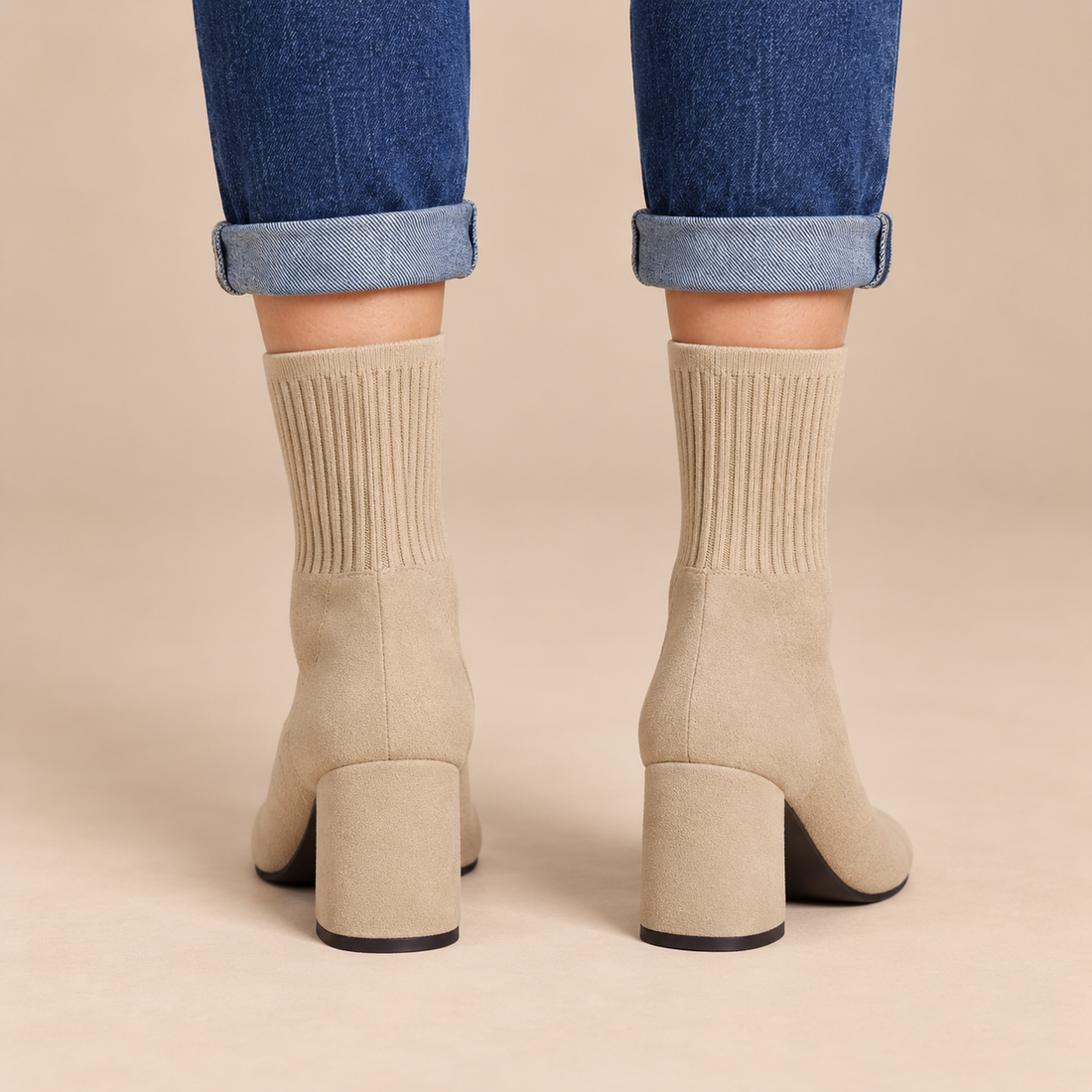 Enkellaarsjes voor dames met geribde stretchrand voor de herfst