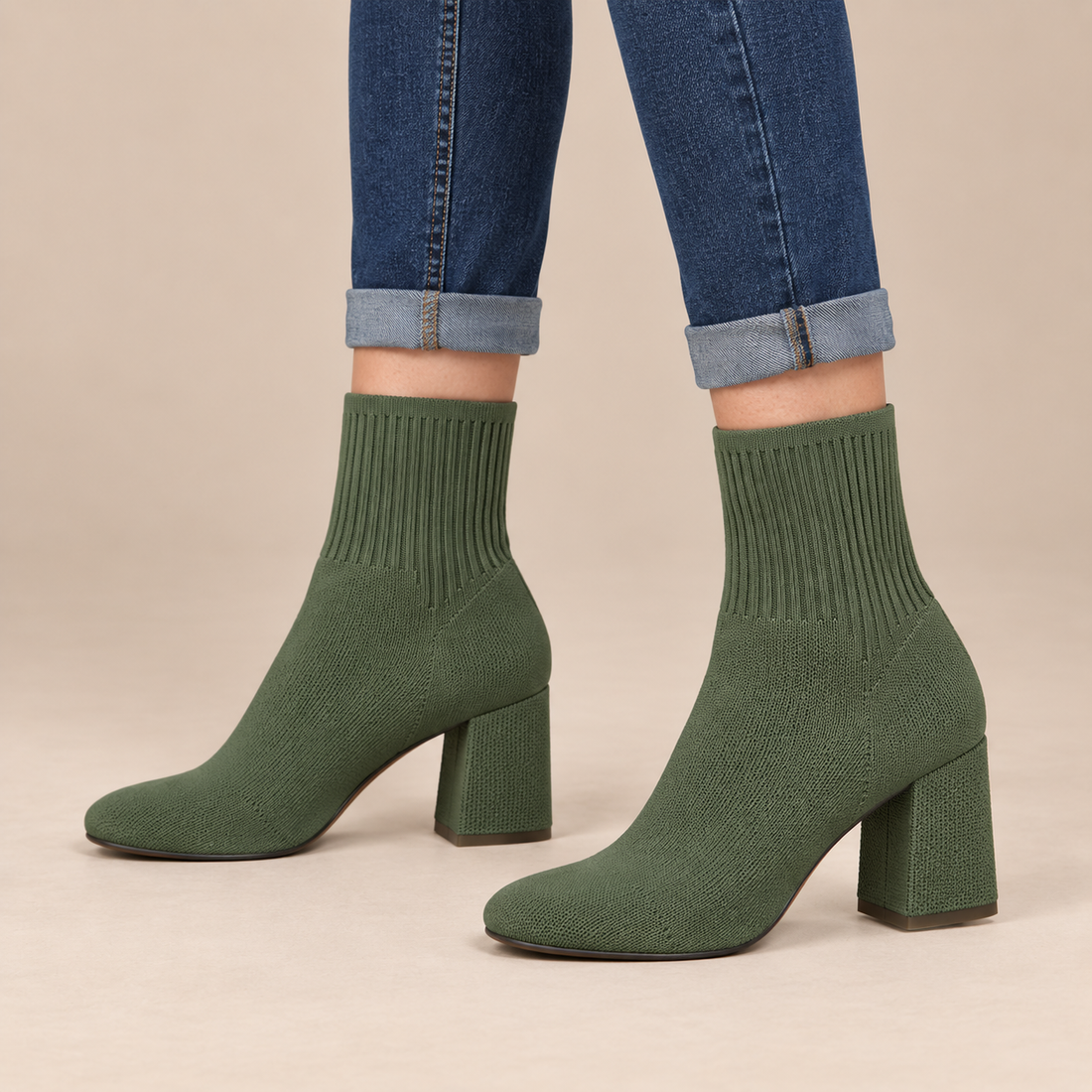 Enkellaarsjes voor dames met geribde stretchrand voor de herfst