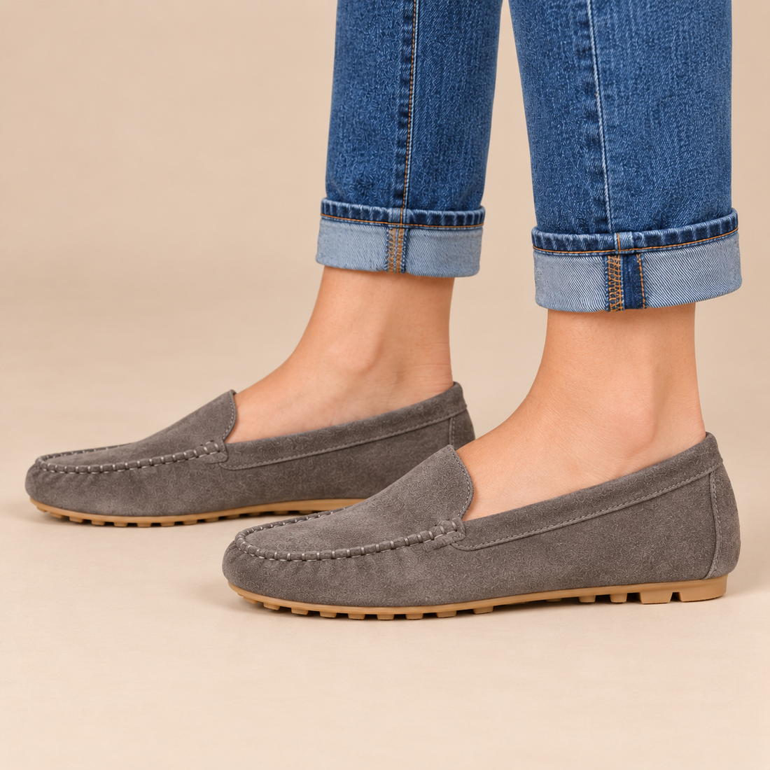 Leren damesloafers met platte zool voor dagelijks gebruik