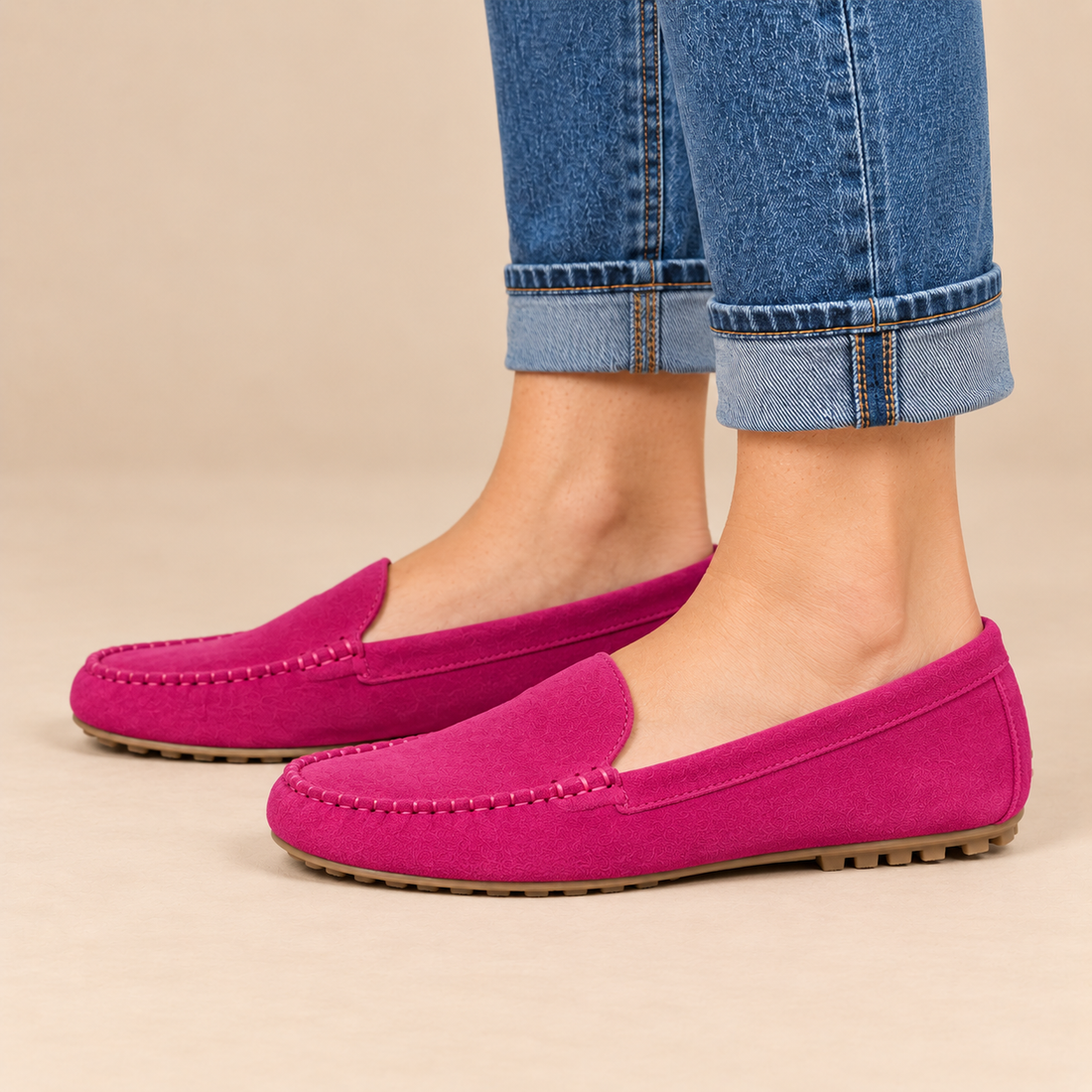 Leren damesloafers met platte zool voor dagelijks gebruik