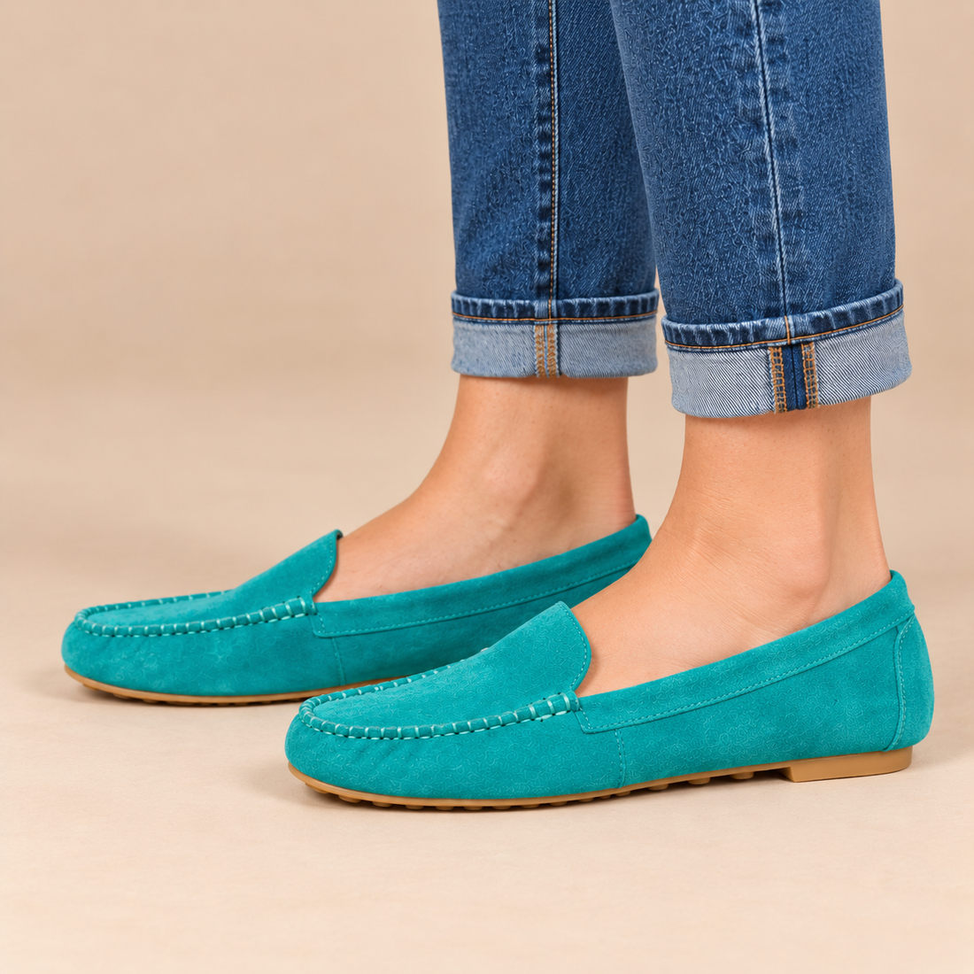 Leren damesloafers met platte zool voor dagelijks gebruik