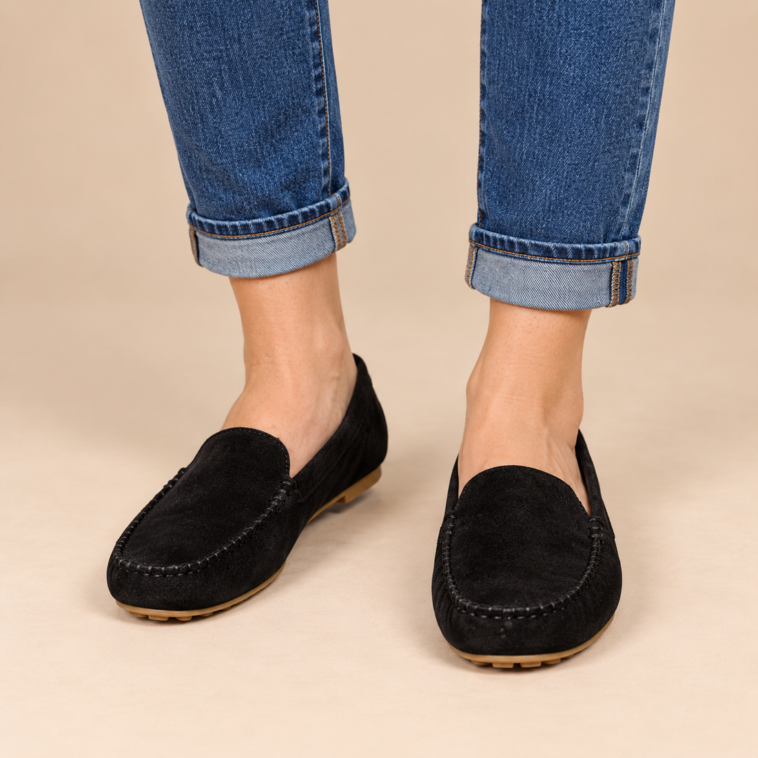 Leren damesloafers met platte zool voor dagelijks gebruik