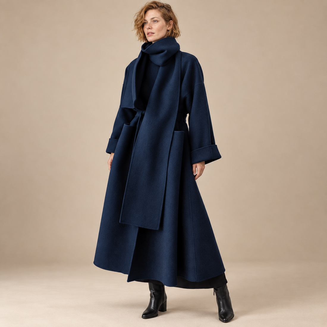 Maxijas voor dames met col en ontspannen oversized pasvorm