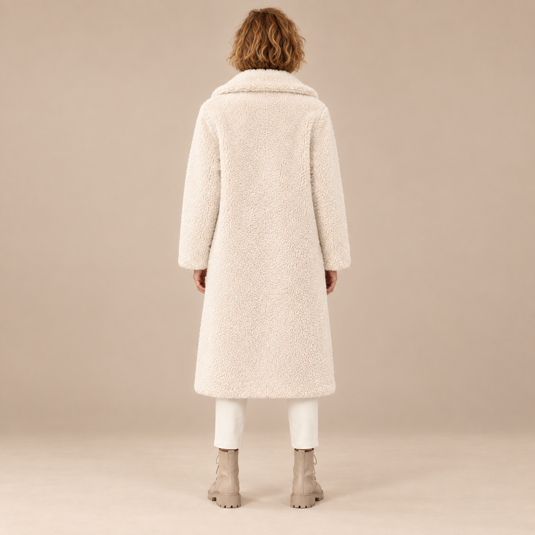 Lange teddyjas voor dames met revers
