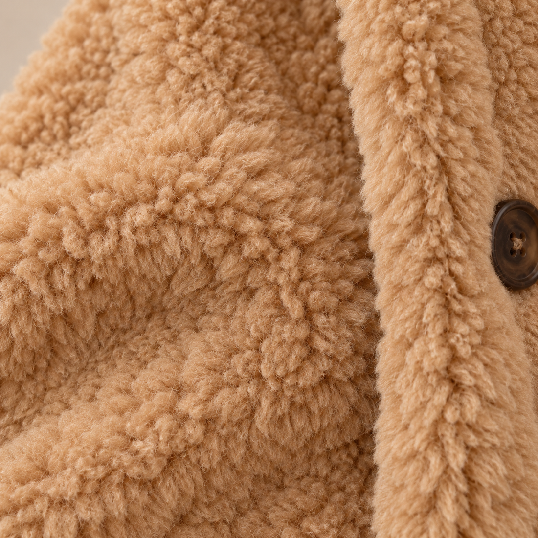 Lange teddyjas voor dames met capuchonkraag en losse pasvorm