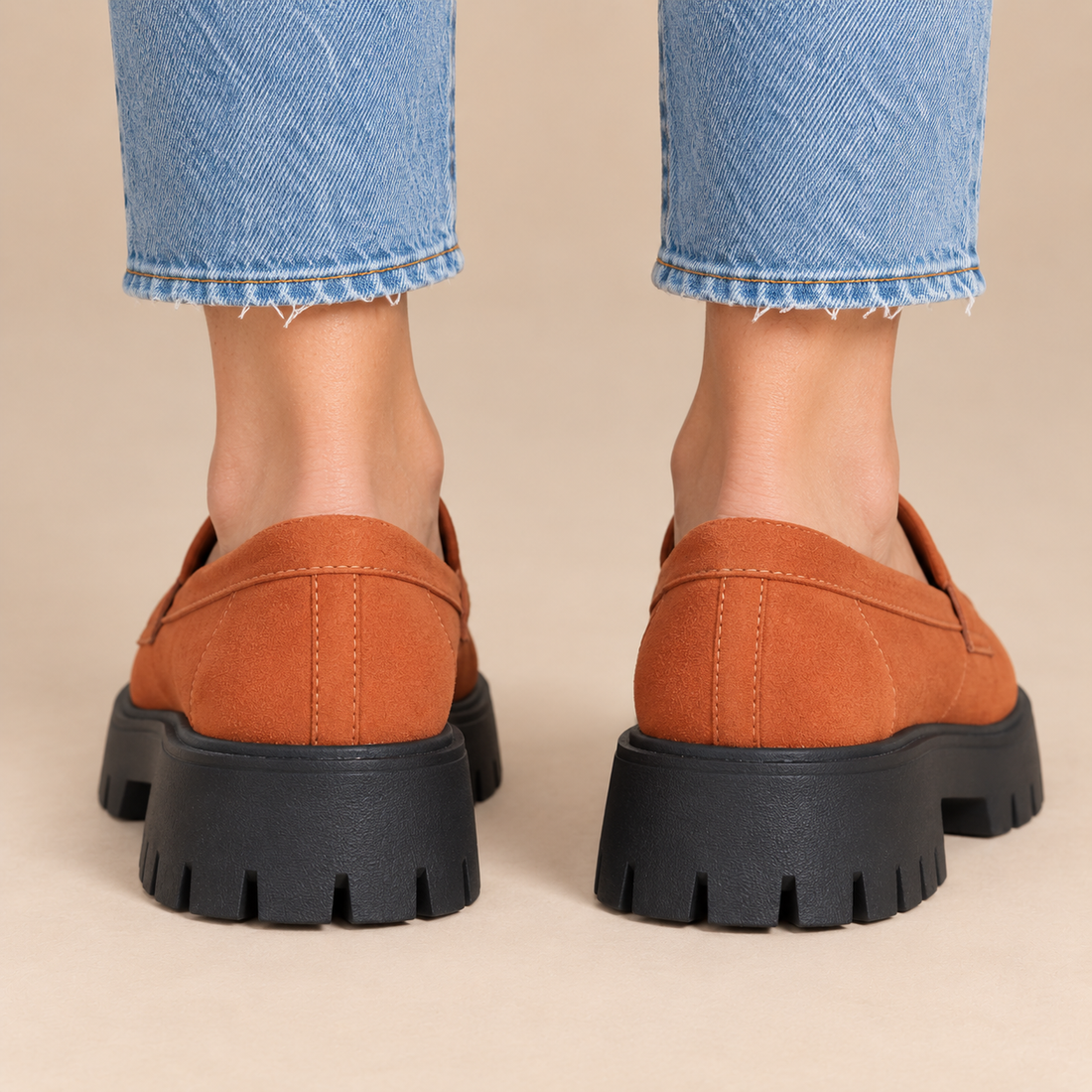 Plateauloafers voor dames met grove zool en instapmodel