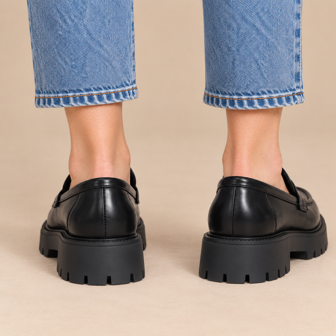 Plateauloafers voor dames met grove zool en instapmodel