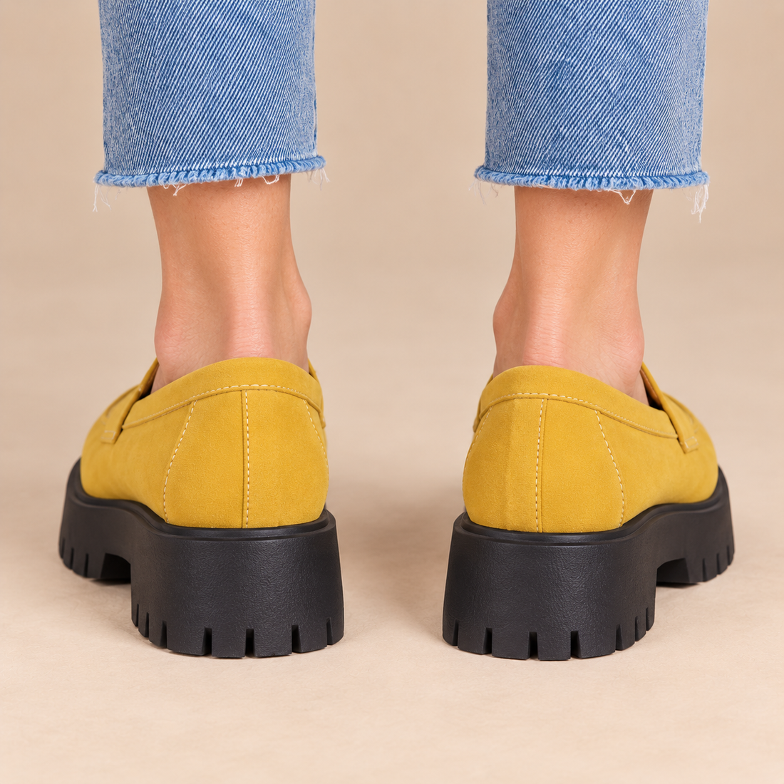 Plateauloafers voor dames met grove zool en instapmodel