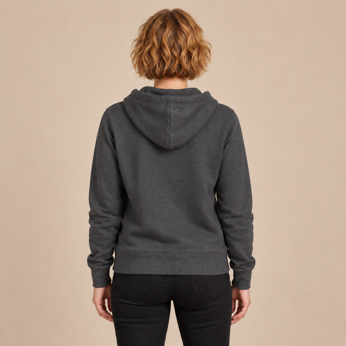 Hoodie voor dames met verstelbare capuchon en geribde zoom