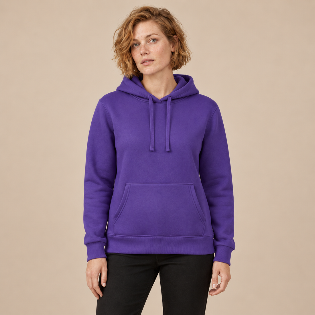 Hoodie voor dames met verstelbare capuchon en geribde zoom