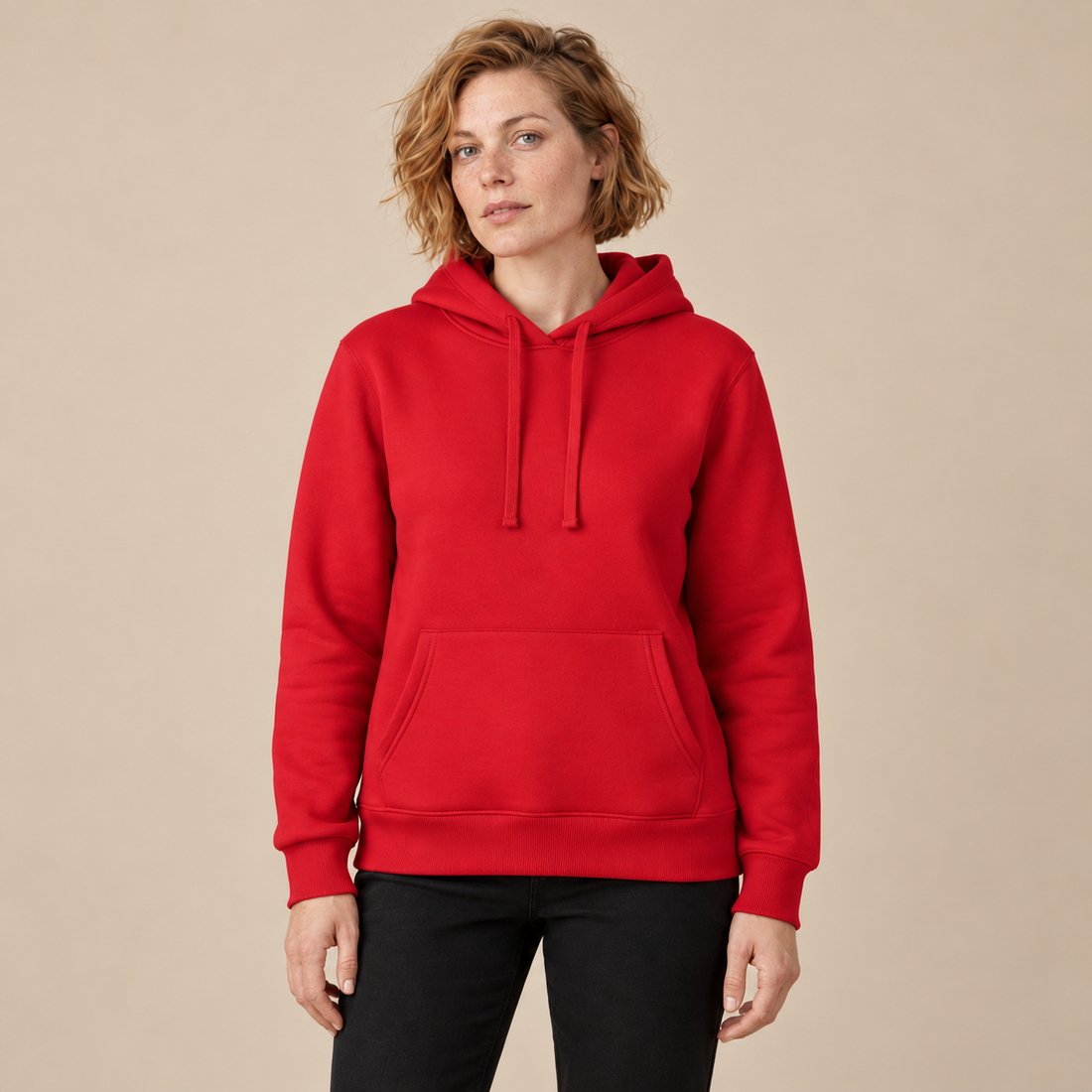 Hoodie voor dames met verstelbare capuchon en geribde zoom