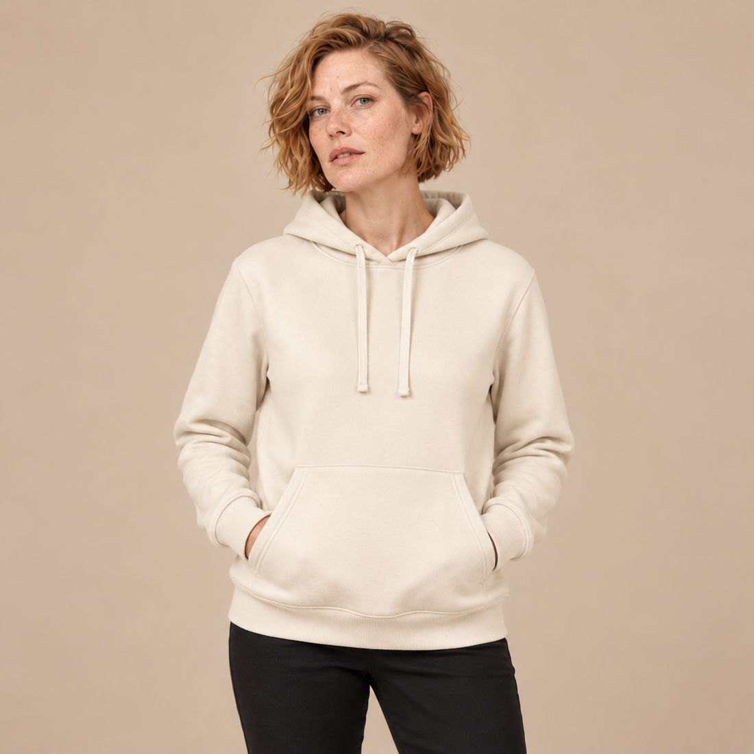 Hoodie voor dames met verstelbare capuchon en geribde zoom