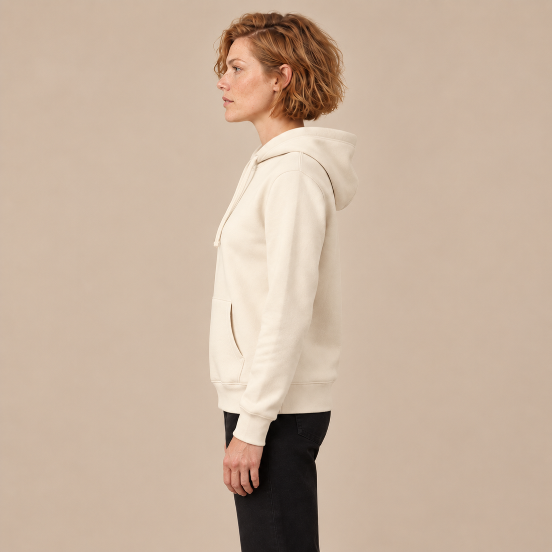 Hoodie voor dames met verstelbare capuchon en geribde zoom